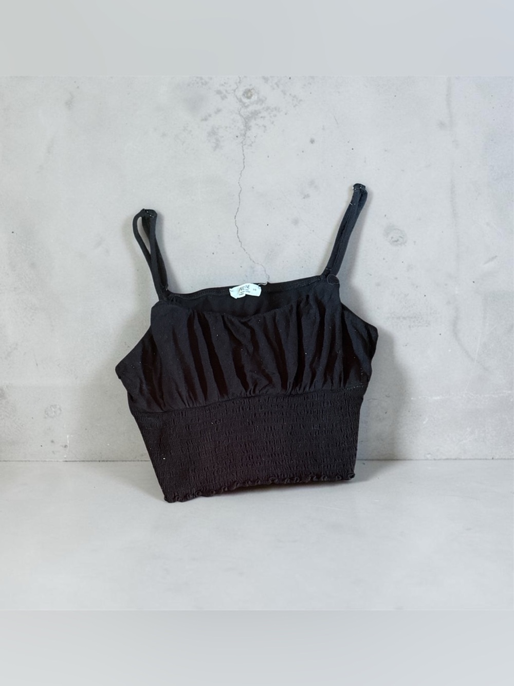 Ardene’s Black Smocked Crop with Adjustable Straps